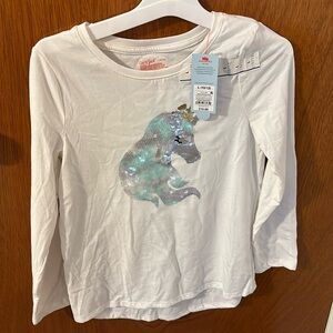 NWT Cat & Jack size L 10/12 long sleeve shirt with flip sequined unicorn